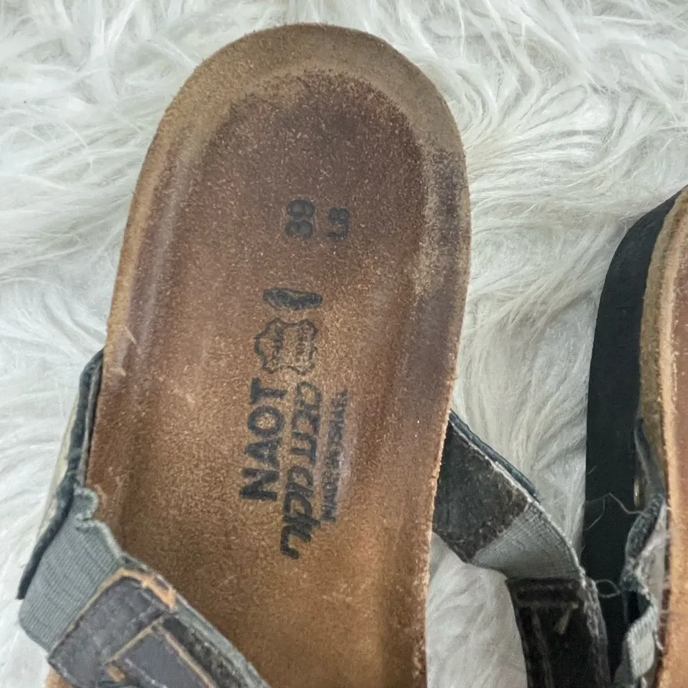 Naot Kimberly Metallic Leather Rhinestone Cork Sandals - Picture 11 of 11